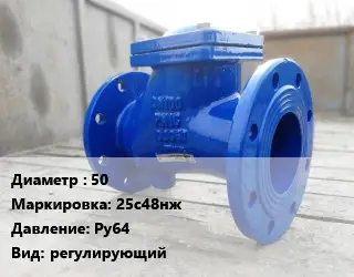 Клапан стальной 50 25с48нж Ру64 регулирующий